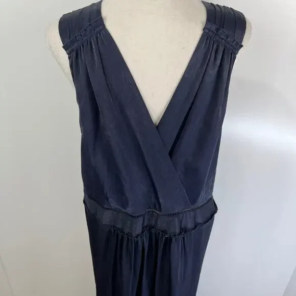 Jonathan Simkhai Tiered Sleeveless V Neck Maxi Dress Midnight Blue